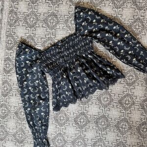 American Eagle Outfitters Floral Smocked Top - Black and White